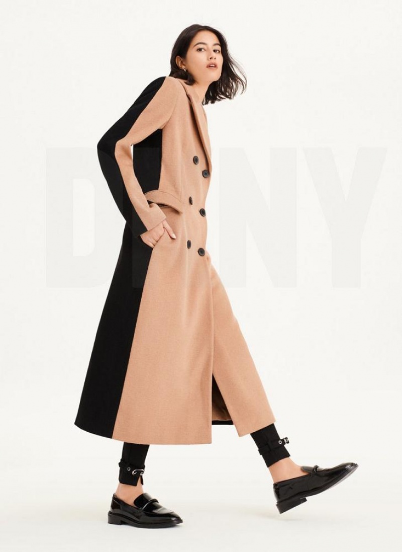 παλτό DKNY Two Tone Maxi Μαλλί γυναικεια καφε | Greece_D1533