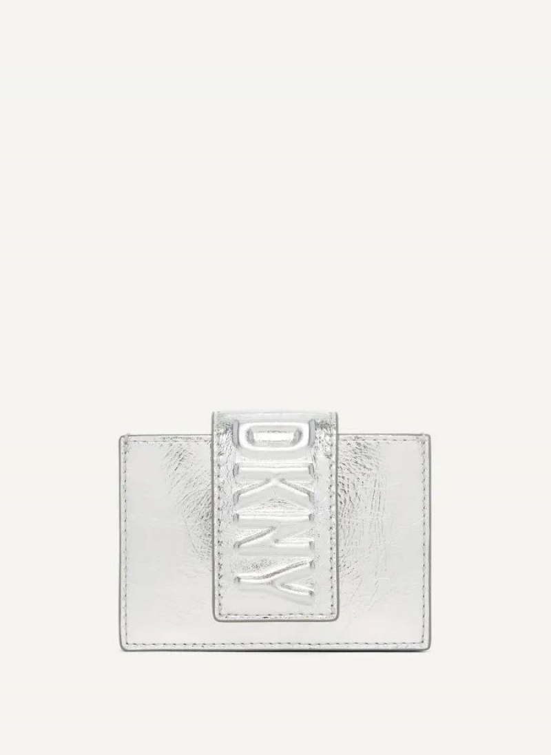 πορτοφολια DKNY Uptown δερματινα Card Case ανδρικα ασημι | Greece_D0415