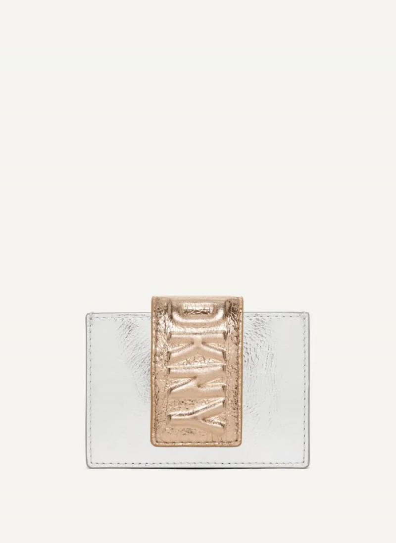 πορτοφολια DKNY Uptown δερματινα Card Case γυναικεια ασημι χρυσο χρωμα | Greece_D0393