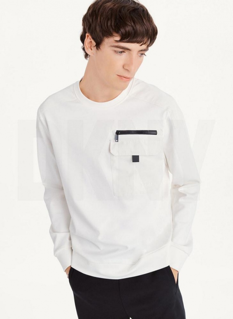 μπλουζακια DKNY Utility Crewneck ανδρικα ασπρα | Greece_D0110