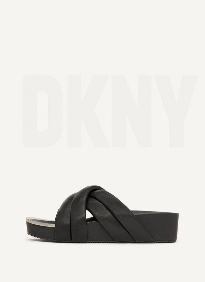 Σαγιοναρεσ DKNY Vienna Puffy λουρακια γυναικεια μαυρα | Greece_D0290