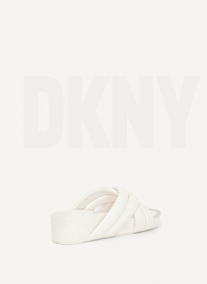 Σαγιοναρεσ DKNY Vienna Puffy λουρακια γυναικεια ασπρα | Greece_D0550