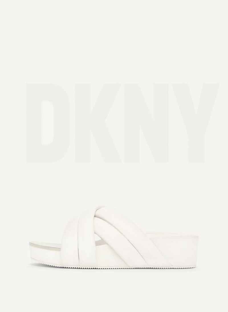 Σαγιοναρεσ DKNY Vienna Puffy λουρακια γυναικεια ασπρα | Greece_D0550