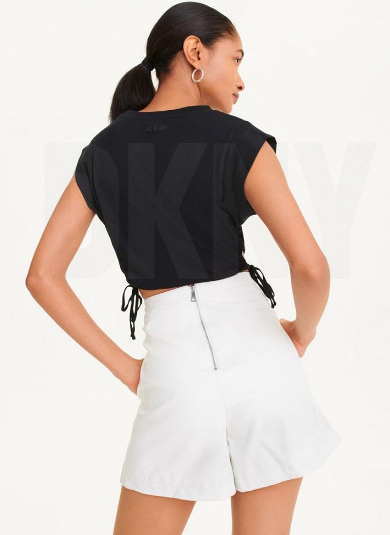 Σορτσ DKNY Washed Vegan δερματινα γυναικεια ασπρα | Greece_D1258