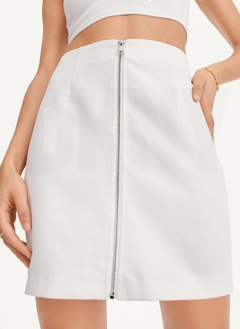 φουστεσ DKNY Zip Front Midi γυναικεια ασπρα | Greece_D0789