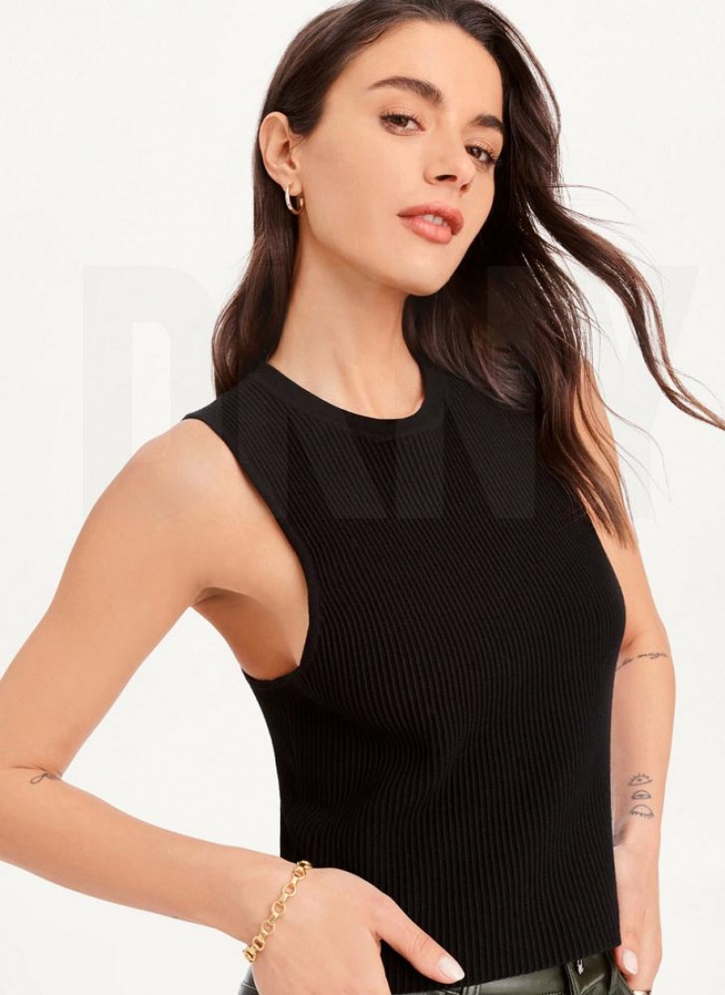 Πουλόβερ DKNY αμανικα Crewneck Crop γυναικεια μαυρα | Greece_D1395