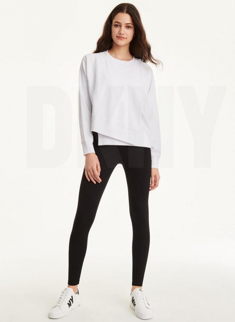 Φούτερ DKNY βαμβακερα Jersey Asymmetrical γυναικεια Μπεζ | Greece_D0501