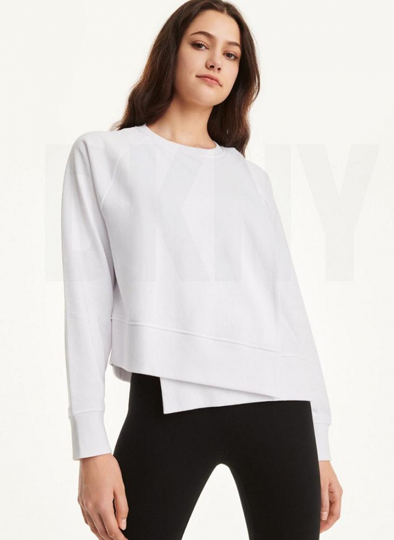 Φούτερ DKNY βαμβακερα Jersey Asymmetrical γυναικεια Μπεζ | Greece_D0501