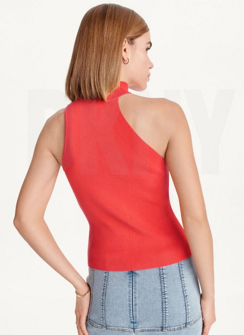 Πουλόβερ DKNY αμανικα Mock Neck γυναικεια κοκκινα | Greece_D1569