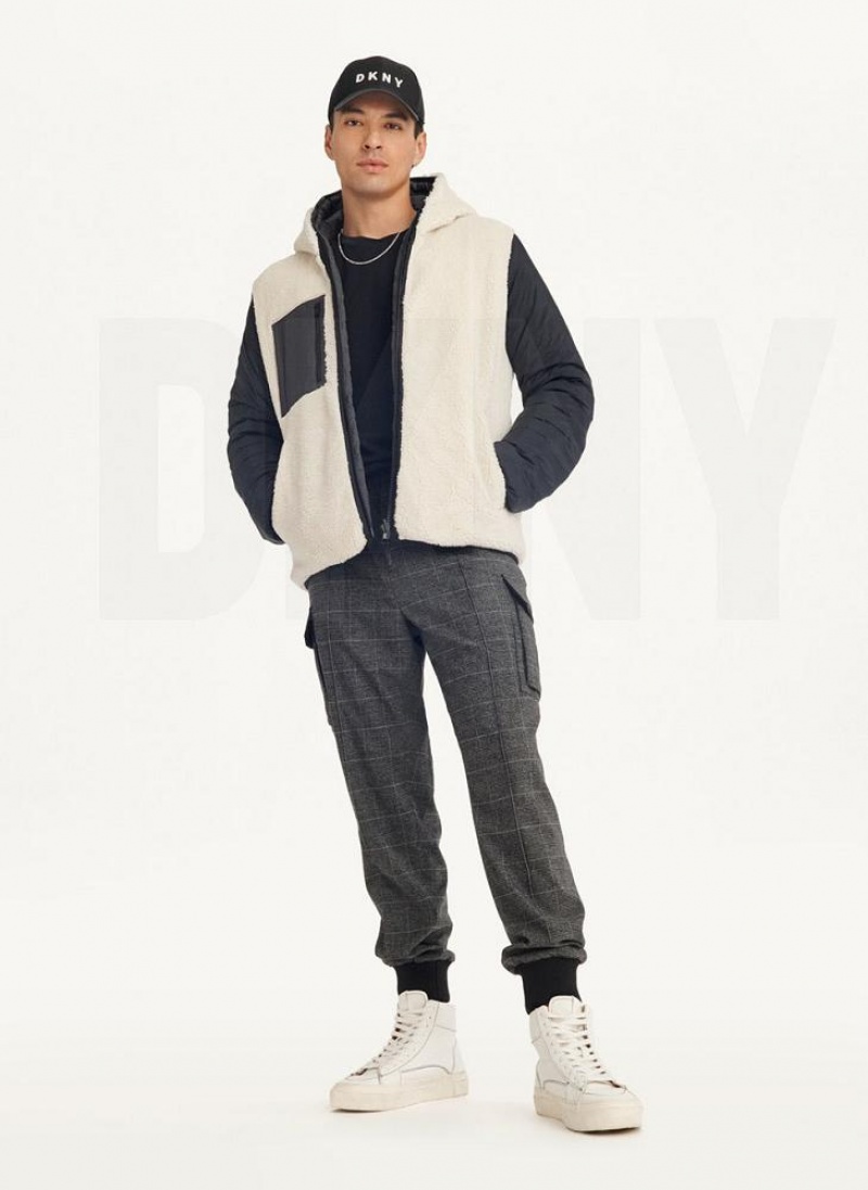 Μπουφαν DKNY Καπιτονέ Reversible Sherpa ανδρικα γκρι | Greece_D0299