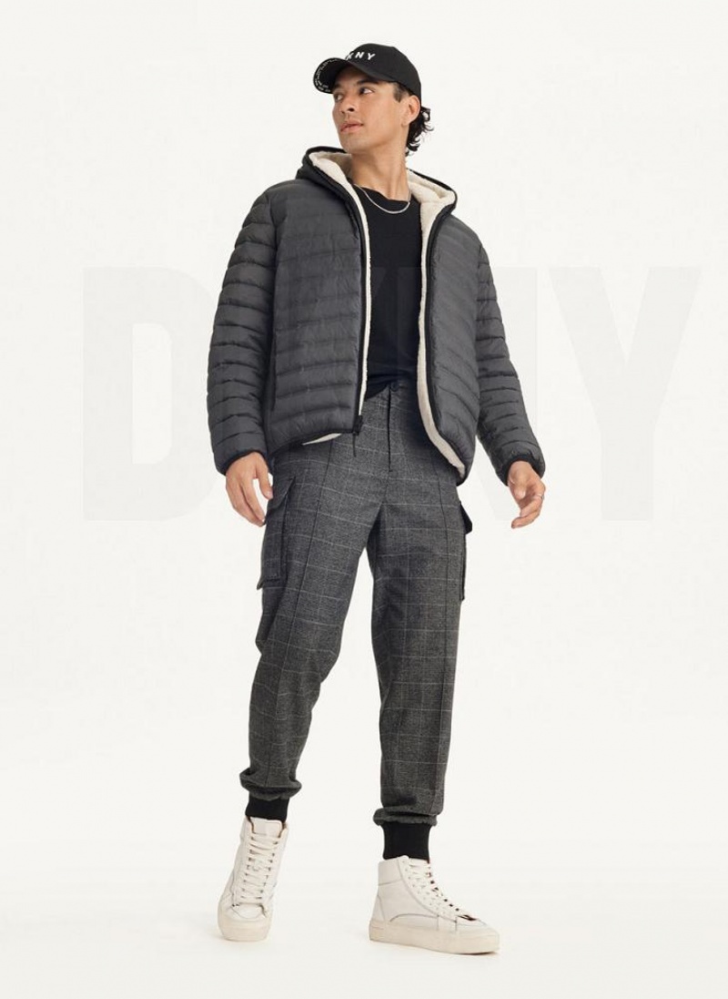 Μπουφαν DKNY Καπιτονέ Reversible Sherpa ανδρικα γκρι | Greece_D0299