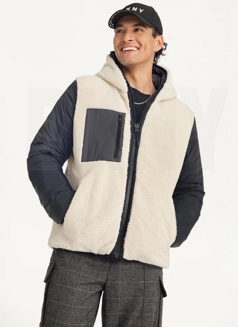 Μπουφαν DKNY Καπιτονέ Reversible Sherpa ανδρικα γκρι | Greece_D0299