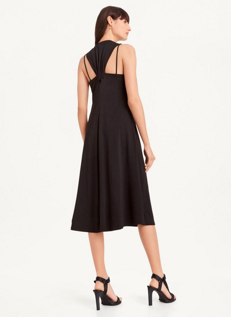 Φορεμα DKNY αμανικα Scoopneck Twist Racerback γυναικεια μαυρα | Greece_D1585