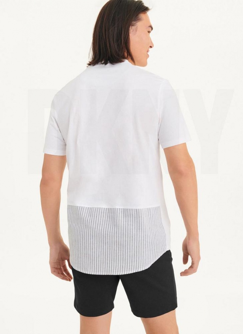 μπλουζακια DKNY κοντο Sleeve Crew Contrast Pocket ανδρικα ασπρα | Greece_D0557