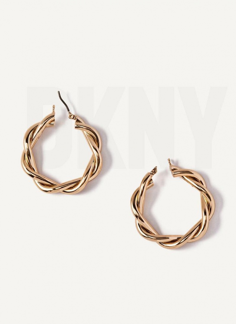 Σκουλαρικια DKNY Χοντρός Twist Hoop γυναικεια χρυσο χρωμα | Greece_D1967