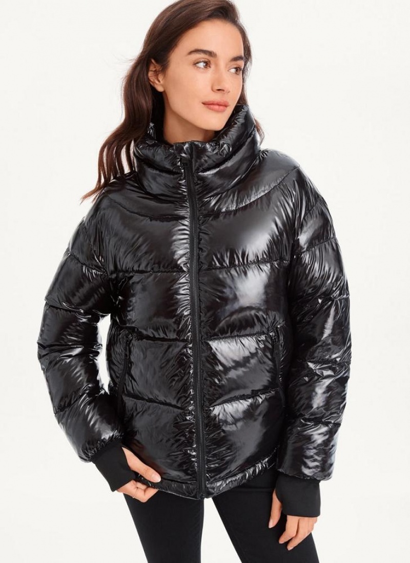 παλτό DKNY κοντο Wet Puffer γυναικεια μαυρα | Greece_D0314