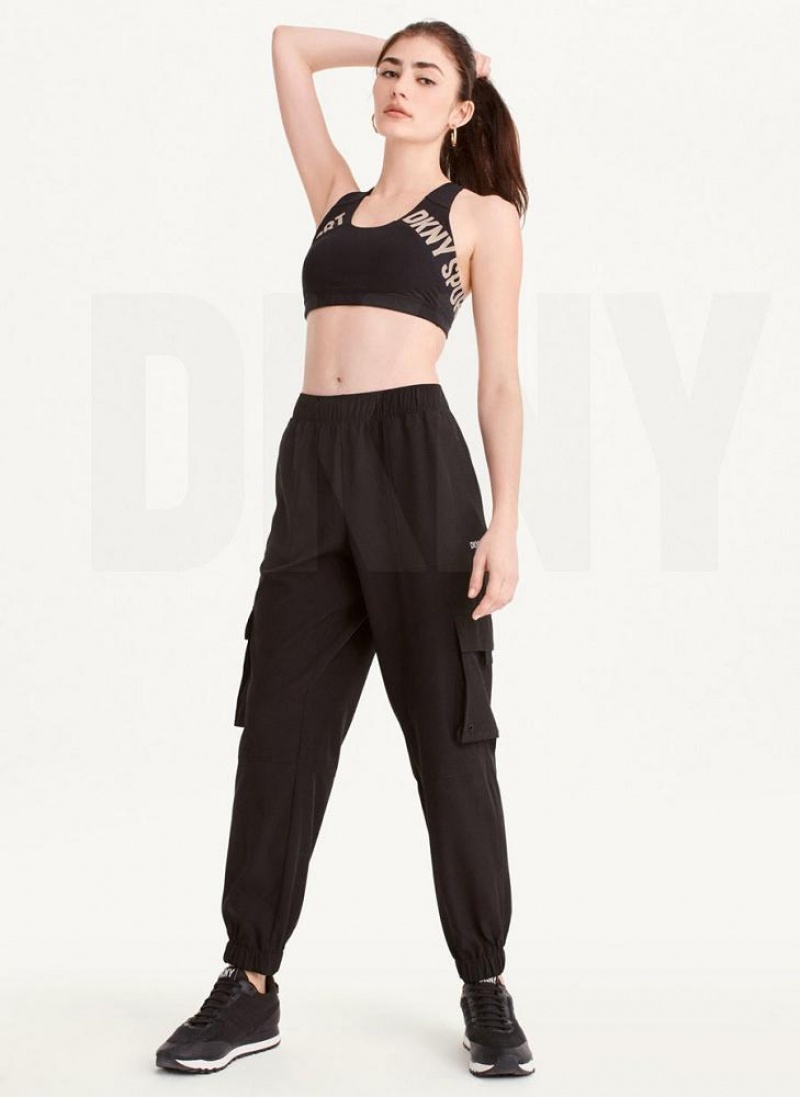 Παντελονι Jogger DKNY Cargo with Pockets γυναικεια μαυρα | Greece_D1078