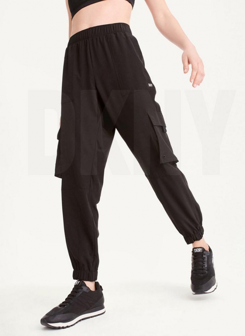 Παντελονι Jogger DKNY Cargo with Pockets γυναικεια μαυρα | Greece_D1078