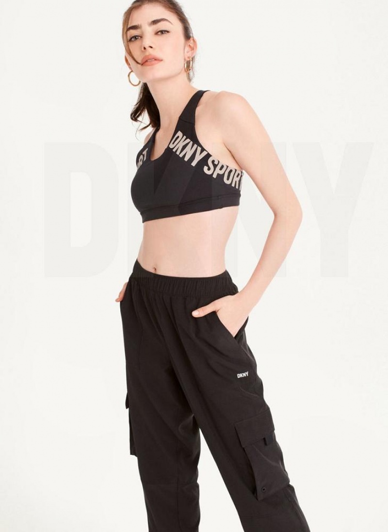 Παντελονι Jogger DKNY Cargo with Pockets γυναικεια μαυρα | Greece_D1078