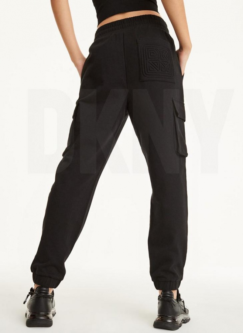 Παντελονι Jogger DKNY Jersey Cargo γυναικεια μαυρα | Greece_D0294