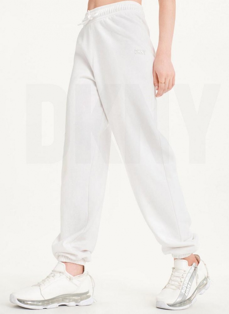 Παντελονι Jogger DKNY Metallic Logo γυναικεια ασπρα | Greece_D0572