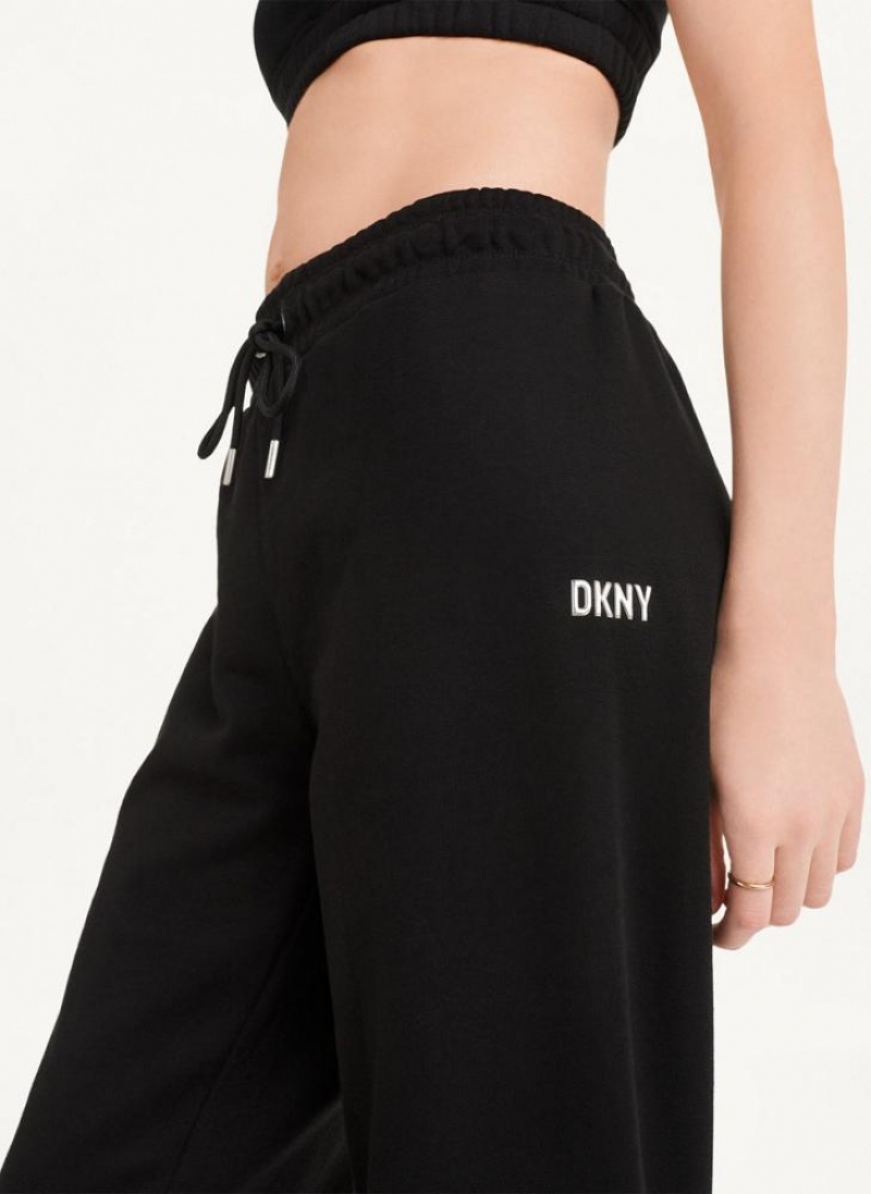 Παντελονι Jogger DKNY Metallic Logo γυναικεια μαυρα ασημι | Greece_D0389