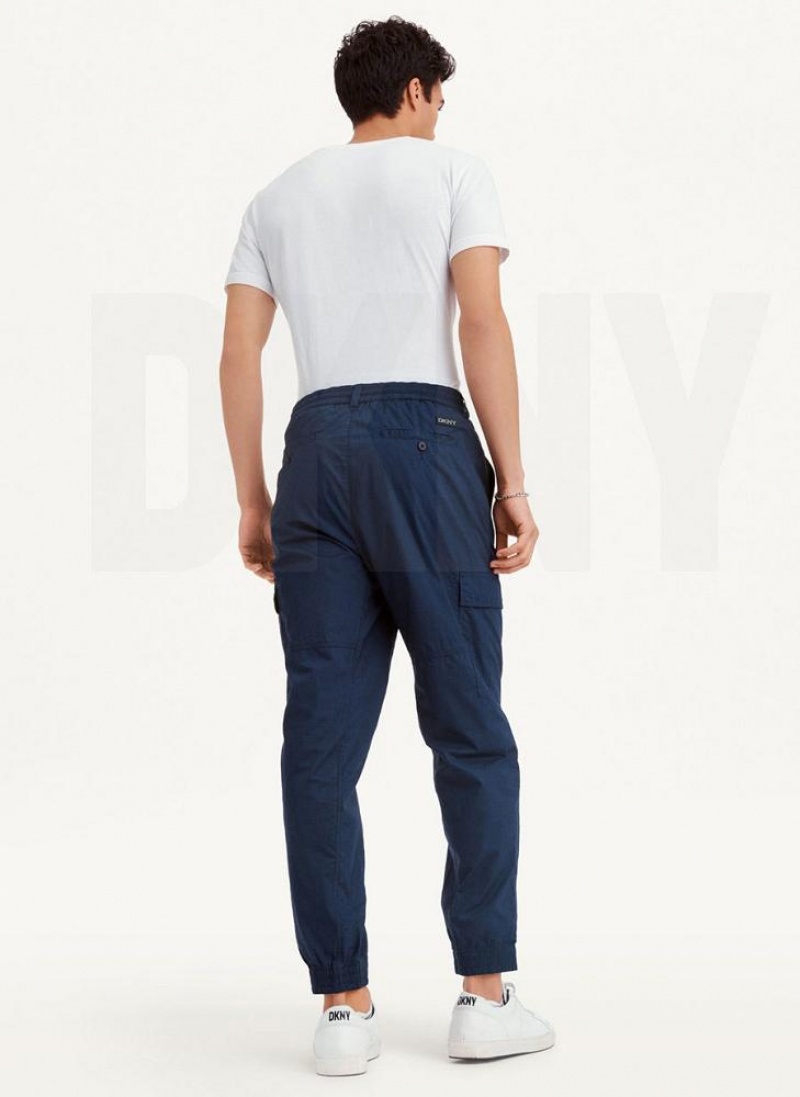 Παντελονι Jogger DKNY βαμβακερα Poplin Washed 4 Pocket ανδρικα σκουρο μπλε | Greece_D0504