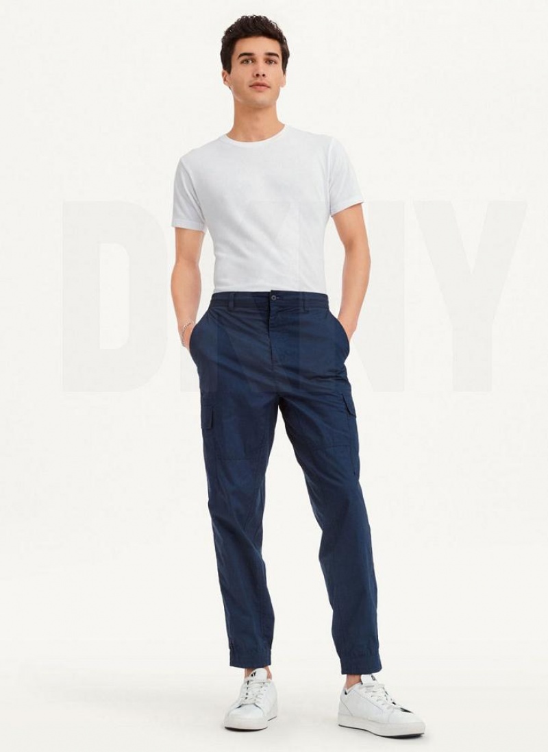 Παντελονι Jogger DKNY βαμβακερα Poplin Washed 4 Pocket ανδρικα σκουρο μπλε | Greece_D0504