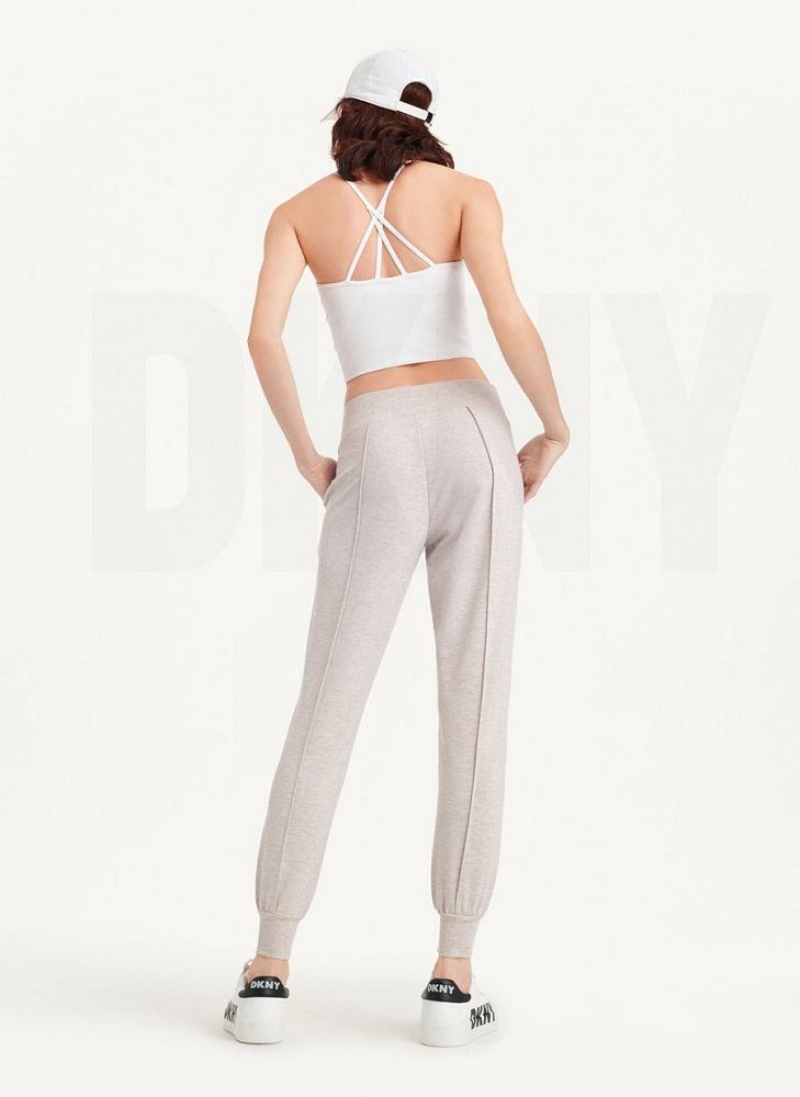 Παντελονι Jogger DKNY Γιόγκα Terry Pintuck γυναικεια Μπεζ | Greece_D1627