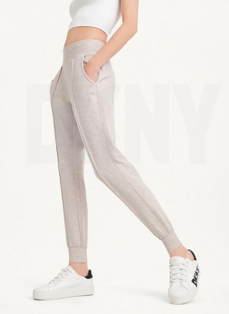 Παντελονι Jogger DKNY Γιόγκα Terry Pintuck γυναικεια Μπεζ | Greece_D1627