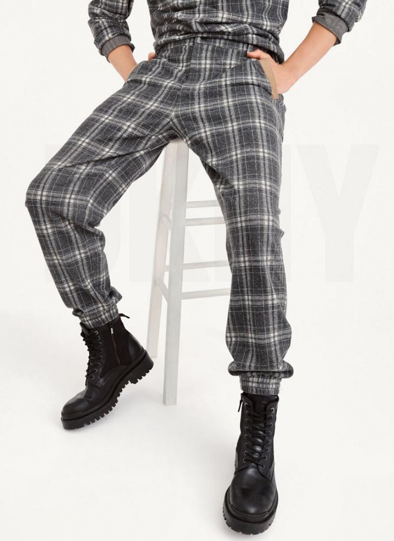 Παντελονι Jogger DKNY νάιλον Trim Plaid ανδρικα Πολύχρωμο | Greece_D1444