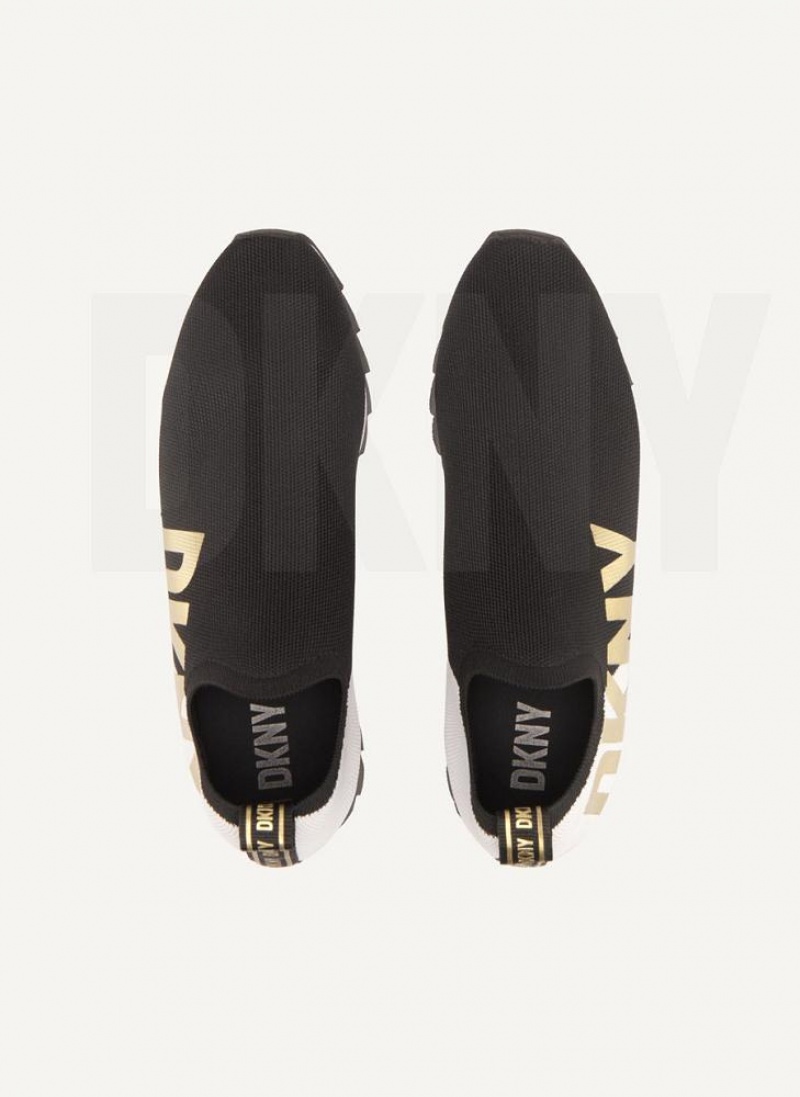 Αθλητικα Παπουτσια DKNY Azer Slip On γυναικεια μαυρα ασπρα | Greece_D1909