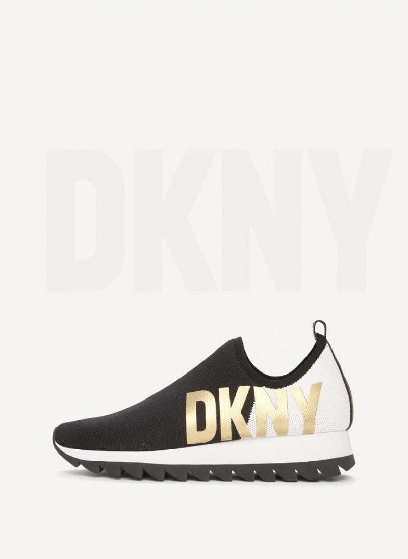 Αθλητικα Παπουτσια DKNY Azer Slip On γυναικεια μαυρα ασπρα | Greece_D1909