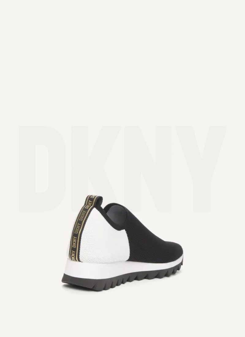 Αθλητικα Παπουτσια DKNY Azer - Slip On Runner γυναικεια μαυρα ασπρα | Greece_D0189