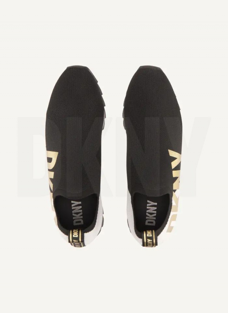 Αθλητικα Παπουτσια DKNY Azer - Slip On Runner γυναικεια μαυρα ασπρα | Greece_D0189