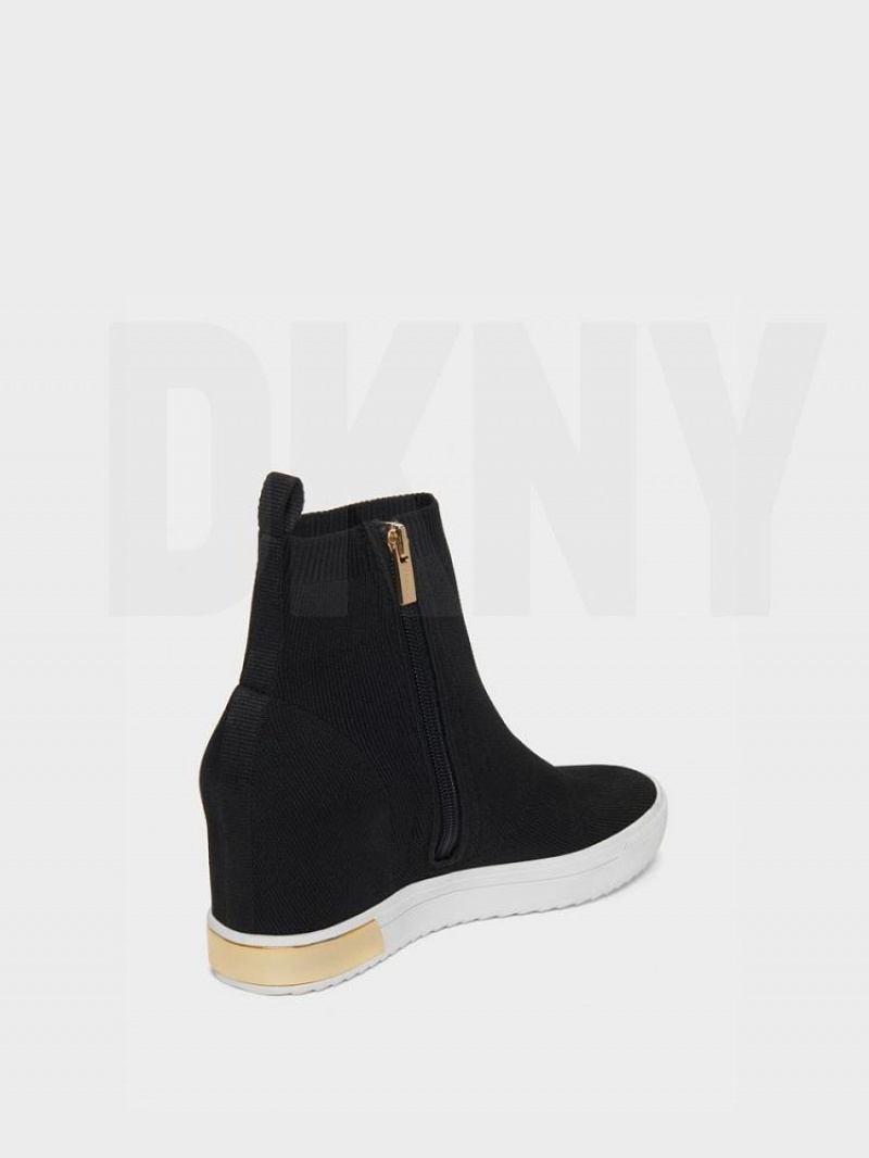 Αθλητικα Παπουτσια DKNY Cali Wedge γυναικεια μαυρα χρυσο χρωμα | Greece_D0390