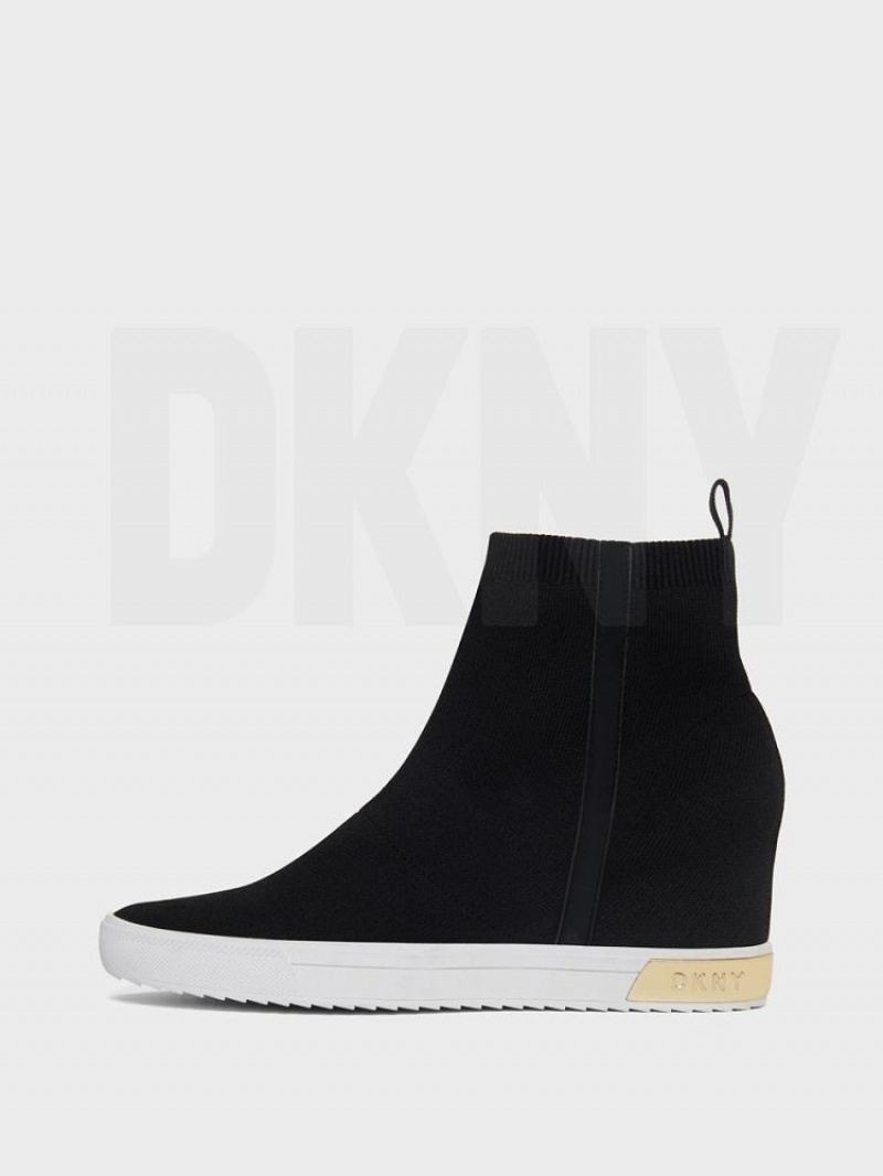 Αθλητικα Παπουτσια DKNY Cali Wedge γυναικεια μαυρα χρυσο χρωμα | Greece_D0390