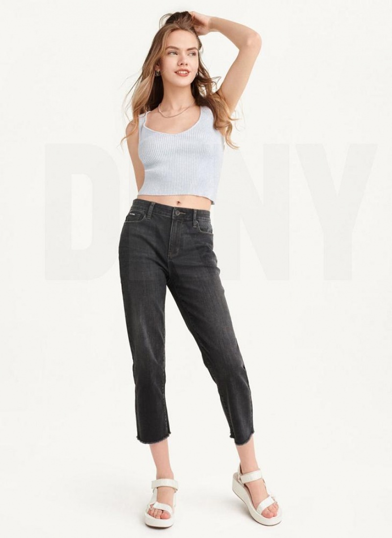 Μπλουζακια Αμανικα DKNY Cropped γυναικεια μπλε | Greece_D0599