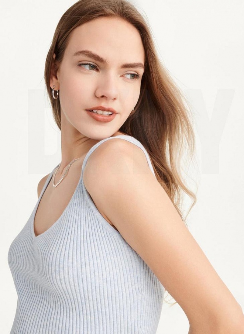 Μπλουζακια Αμανικα DKNY Cropped γυναικεια μπλε | Greece_D0599