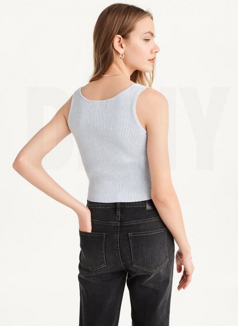 Μπλουζακια Αμανικα DKNY Cropped γυναικεια μπλε | Greece_D0599