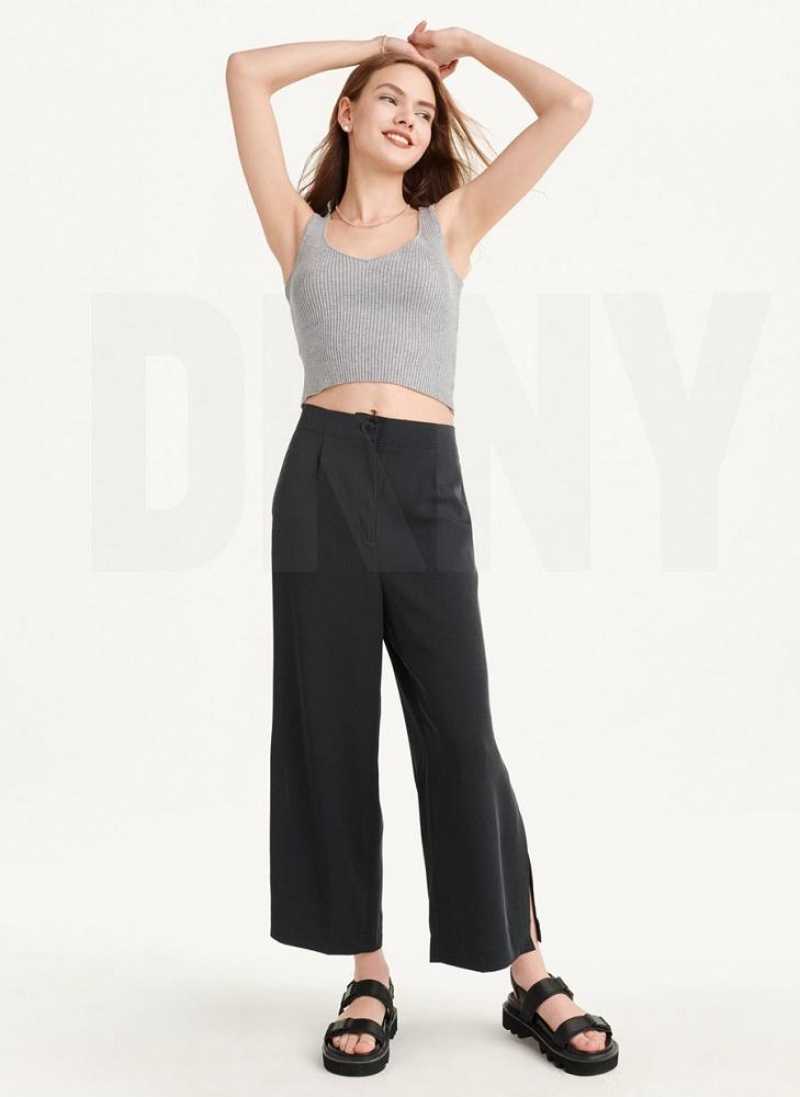 Μπλουζακια Αμανικα DKNY Cropped γυναικεια γκρι | Greece_D1156