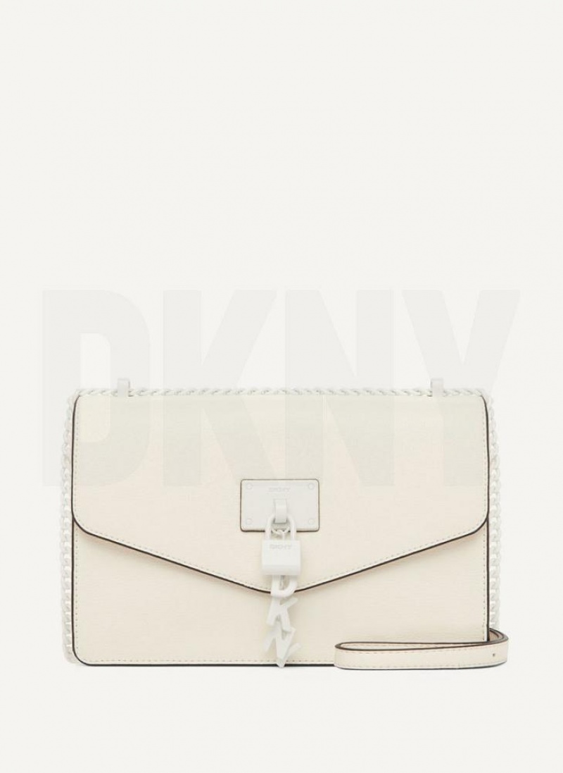 τσάντεσ ώμου DKNY Elissa Large Flap γυναικεια ασπρα | Greece_D1314