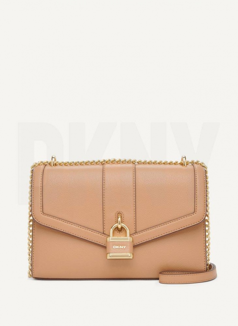 τσάντεσ ώμου DKNY Ella Large Flap γυναικεια Χακί | Greece_D1126