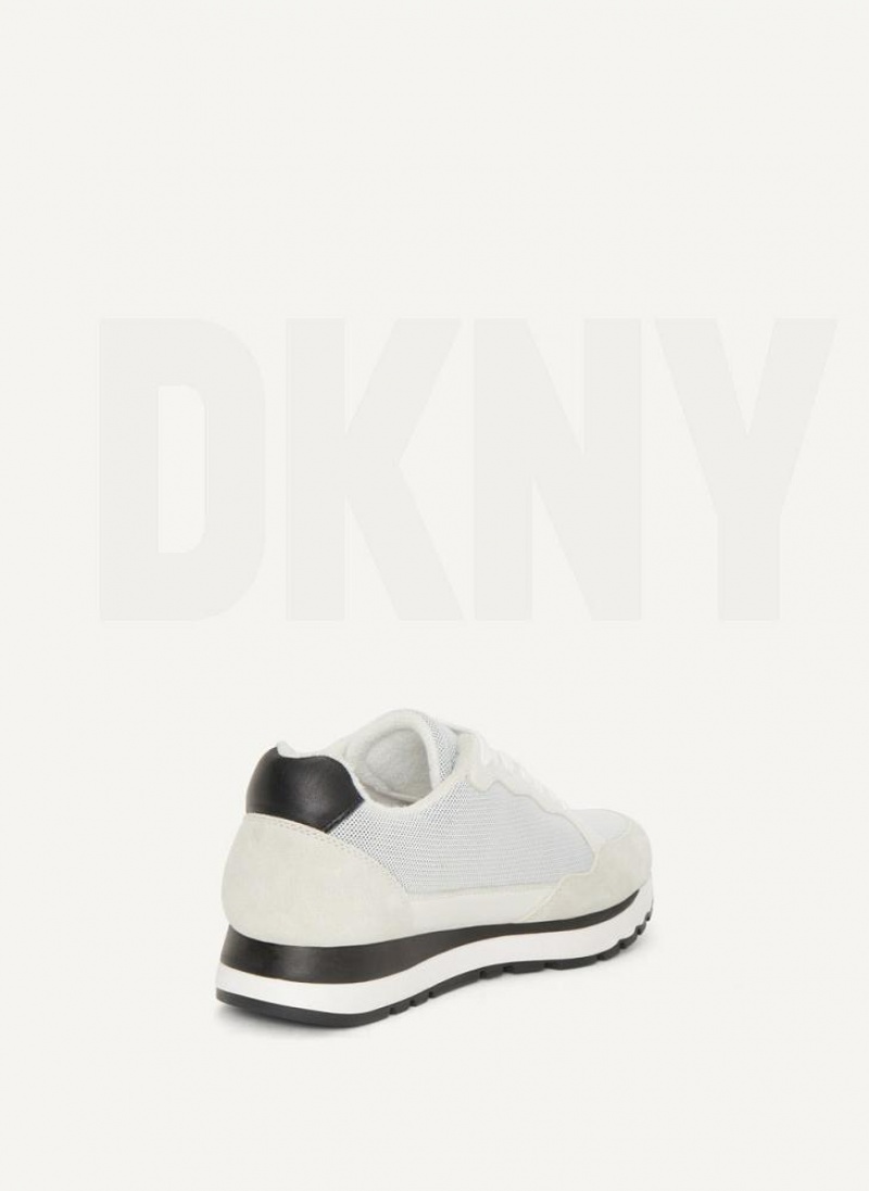 Αθλητικα Παπουτσια DKNY Exploded Logo Retro γυναικεια ασπρα μαυρα | Greece_D1912