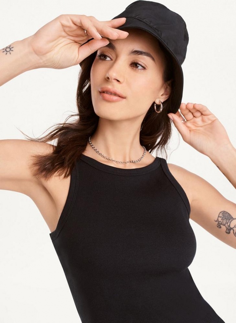 Μπλουζακια Αμανικα DKNY High Neck Crop γυναικεια μαυρα | Greece_D1922