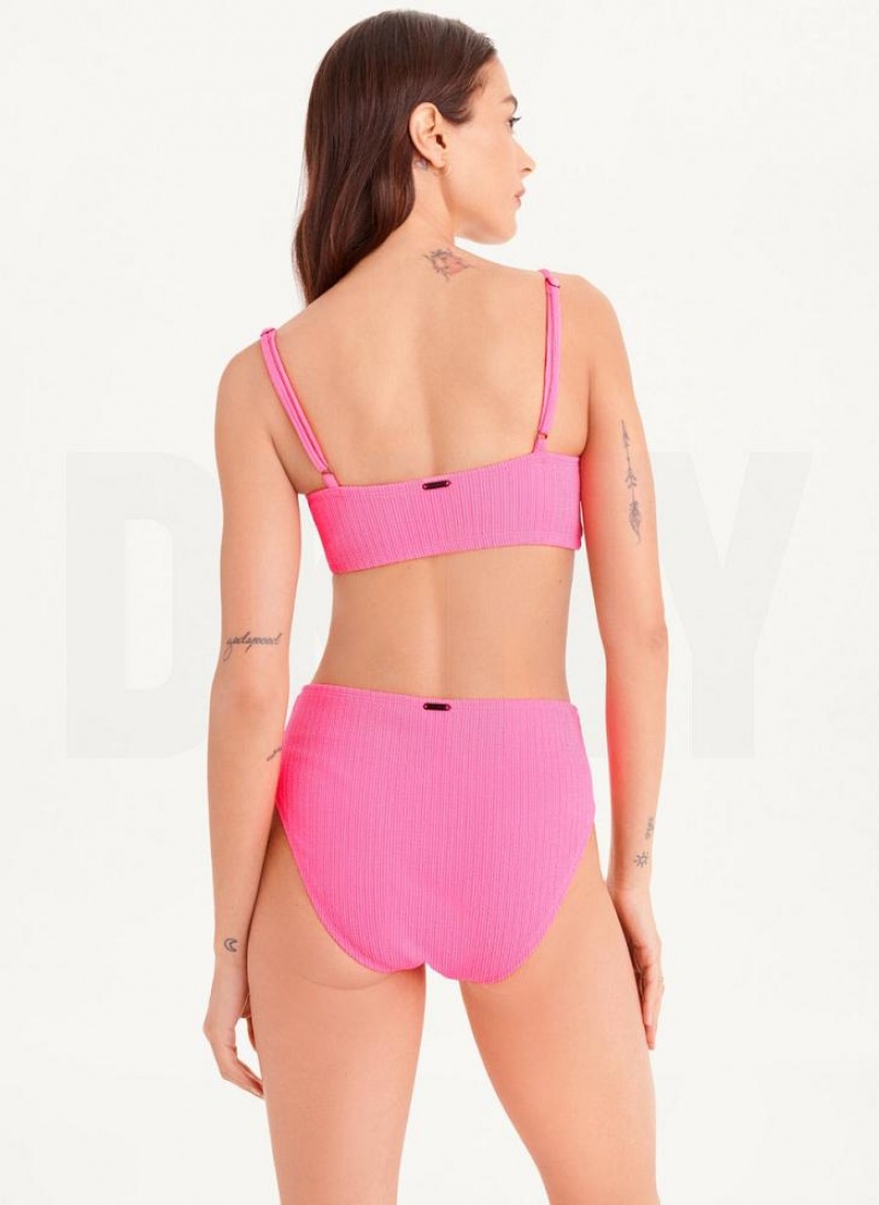 Μπικινι Τριγωνο DKNY High Waisted γυναικεια ροζ | Greece_D0840