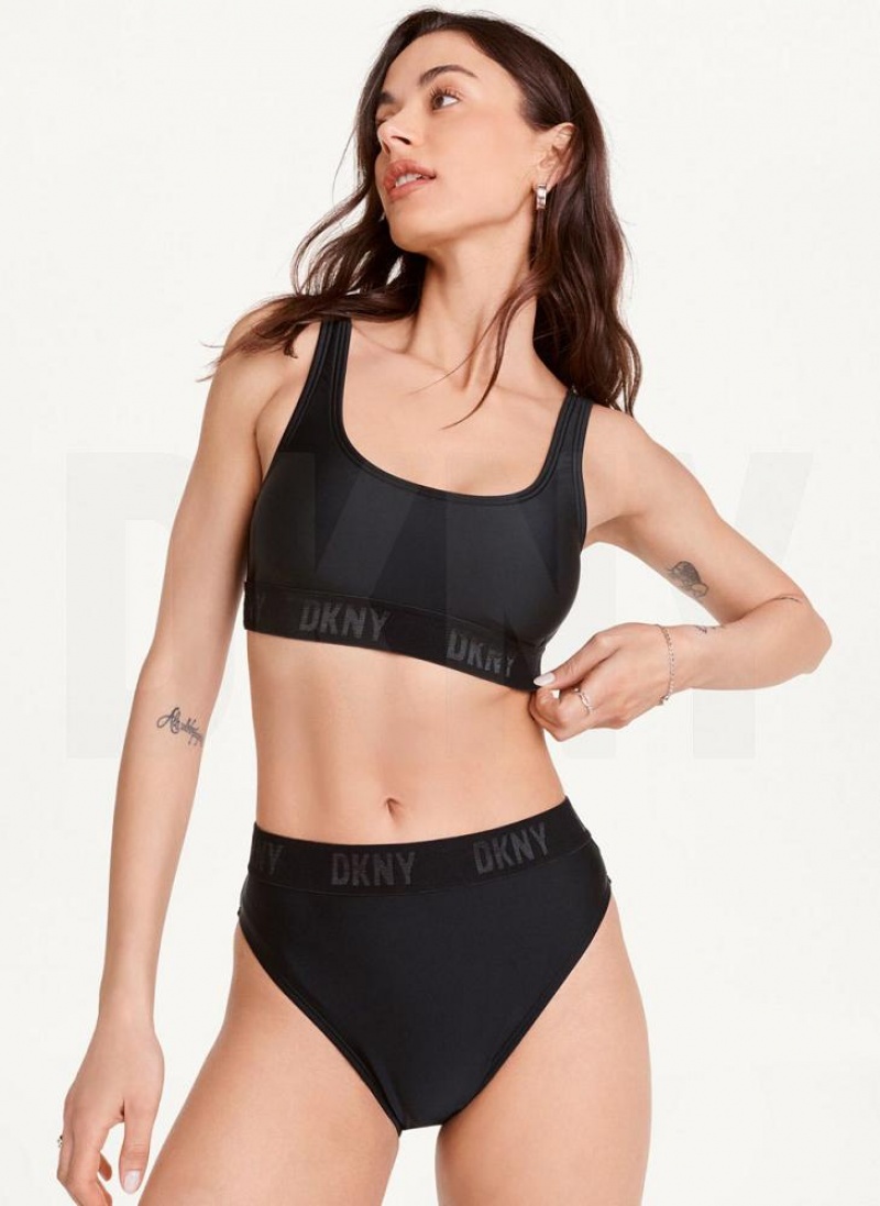 Μπικινι Τριγωνο DKNY High Waisted γυναικεια μαυρα | Greece_D1272