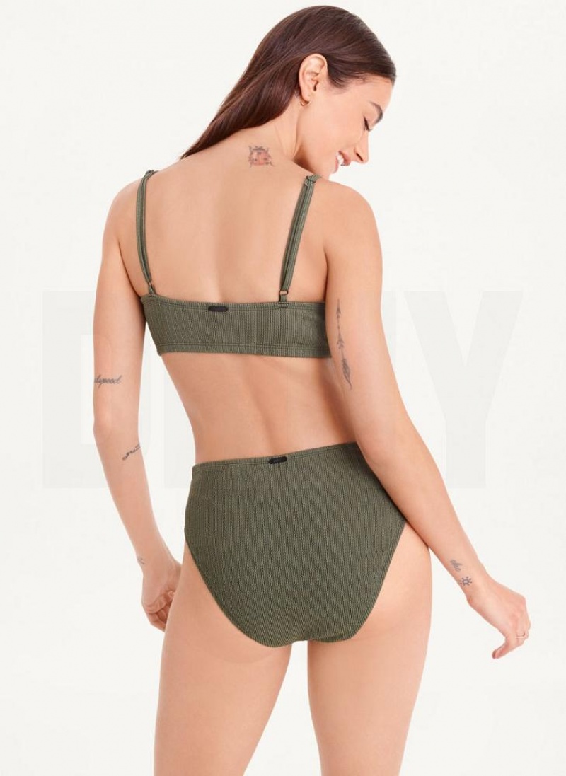 Μπικινι Τριγωνο DKNY High Waisted γυναικεια Ελιά | Greece_D1894