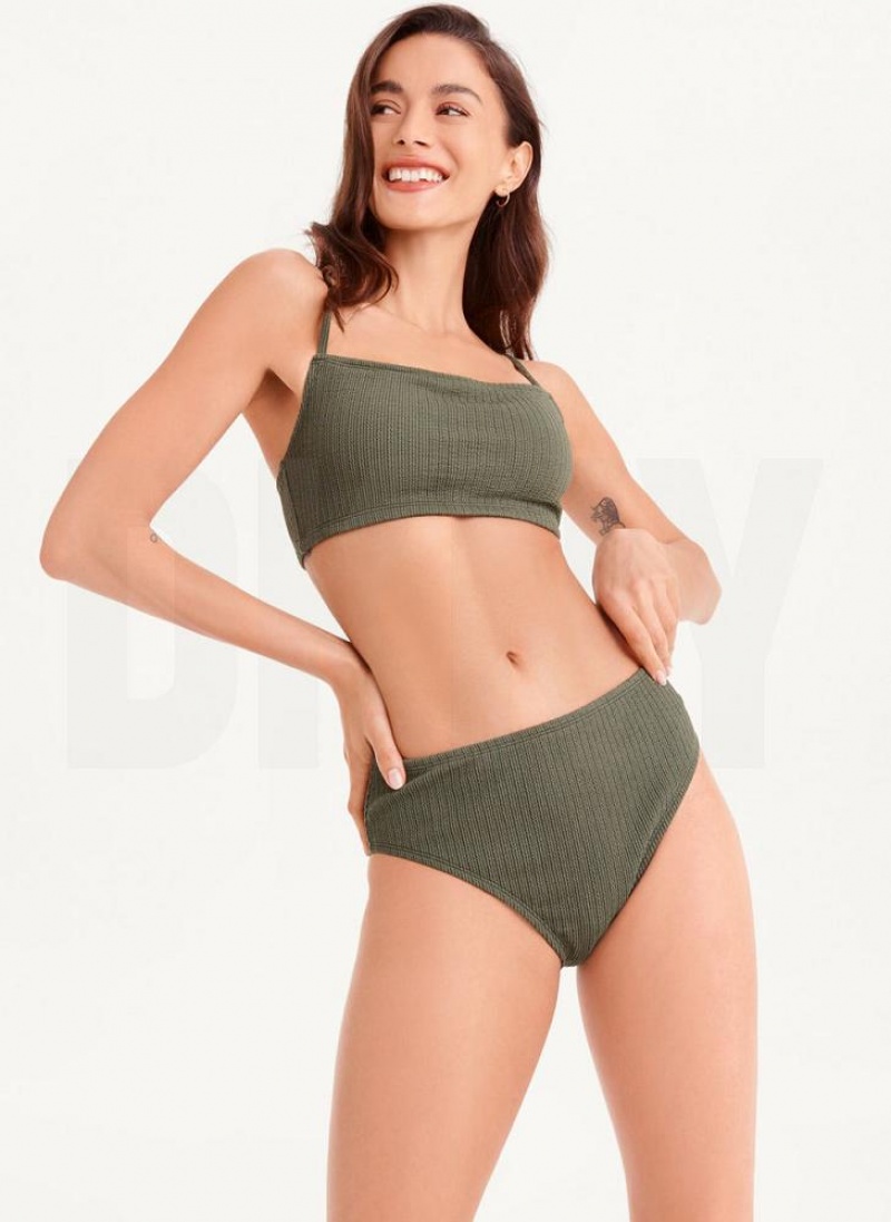 Μπικινι Τριγωνο DKNY High Waisted γυναικεια Ελιά | Greece_D1894