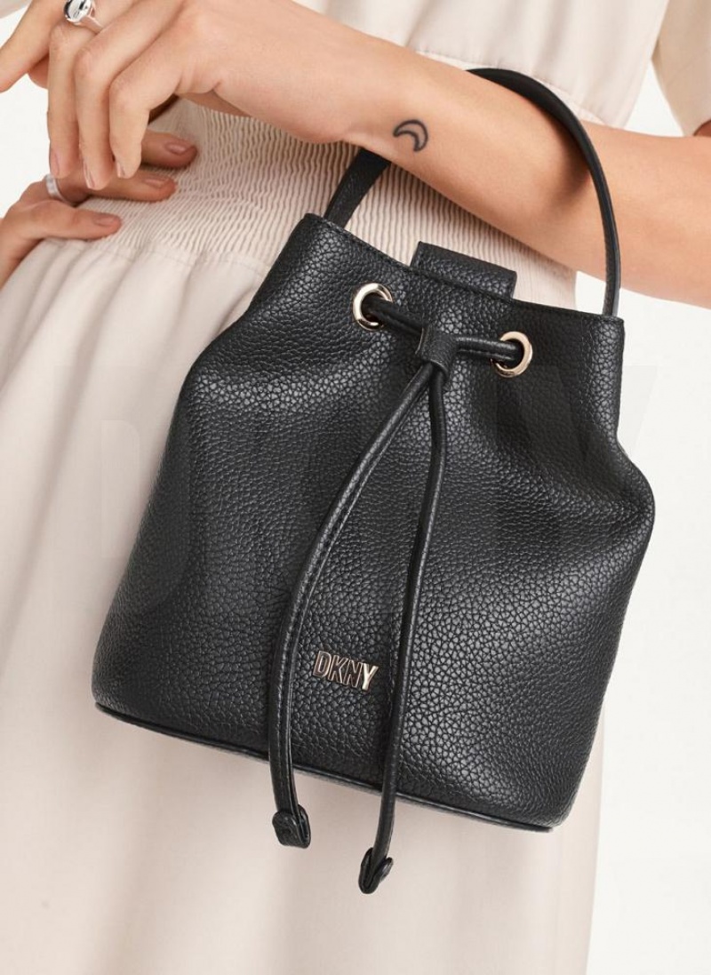 τσάντεσ χιαστί DKNY Inessa Bucket γυναικεια μαυρα χρυσο χρωμα | Greece_D0164